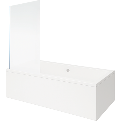 Bañera Rectangular Vitra Neon De 180x80 Cm + Mampara De Baño Cromada Aurys Mist 1 Con Perfil Izquierdo + Desagüe Cromado Bañera Rectangular Vitra Neon De 180x80 Cm + Mampara De Baño Cromada Aurys Mist 1 Con Perfil Izquierdo + Desagüe Cromado
