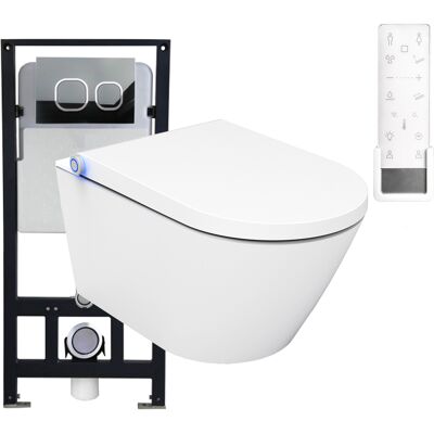 Pack Marco + Inodoro Japonés De Cerámica, Lavabo Japonés + Mando A Distancia - 38,4x59,3x38cm - Pro+ 1102 - Placa De Vidrio Blanca - Bernstein Pack Marco + Inodoro Japonés De Cerámica, Lavabo Japonés + Mando A Distancia - 38,4x59,3x38cm - Pro+ 1102 - Placa De Vidrio Blanca - Bernstein