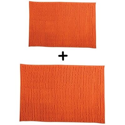 MSV Naranja - Juego de alfombrillas de microfibra chenille - Baño, Dormitorio, Vestidor MSV Naranja - Juego de alfombrillas de microfibra chenille - Baño, Dormitorio, Vestidor