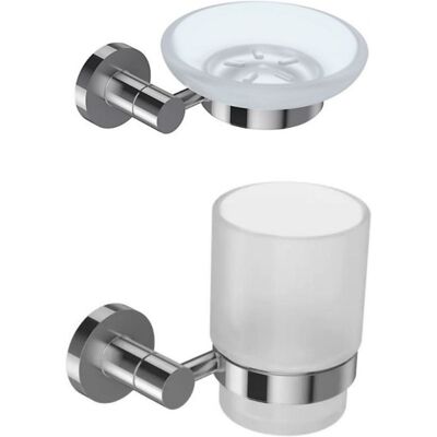 Jacob Delafon - Lote Jabonera Classic Chrome Y Portavasos Classic Con Cristal Cromado Jacob Delafon - Lote Jabonera Classic Chrome Y Portavasos Classic Con Cristal Cromado