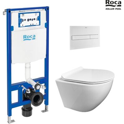 Bastidor Roca Duplo Pack Cisterna Empotrada Y Pulsador Pl7 Blanco Mate Con Wc Suspendido Kp Round Smart Blanco Tapa Fina Bastidor Roca Duplo Pack Cisterna Empotrada Y Pulsador Pl7 Blanco Mate Con Wc Suspendido Kp Round Smart Blanco Tapa Fina