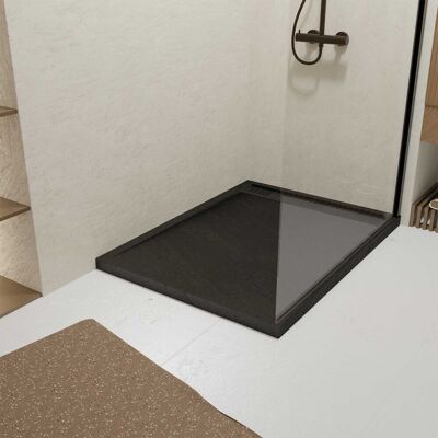 Aurlane - Plato de Ducha Negro Efecto Piedra 90x120cm - Acrílico reforzado Aurlane - Plato de Ducha Negro Efecto Piedra 90x120cm - Acrílico reforzado