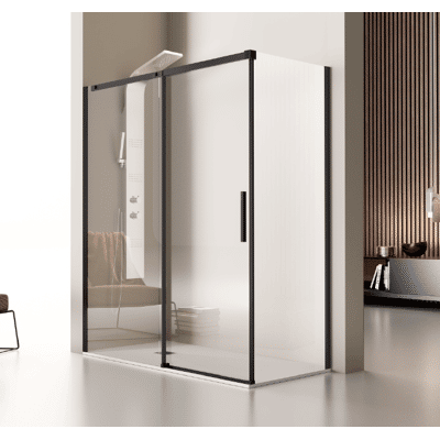 KASSANDRA Mampara De Ducha Frontal + Puerta Corredera 140 Cm Luna Negro + Lateral Fijo : 66.5 - 69 Cm KASSANDRA Mampara De Ducha Frontal + Puerta Corredera 140 Cm Luna Negro + Lateral Fijo : 66.5 - 69 Cm