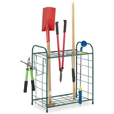 Organizador Herramientas Jardín, Soporte Escoba, Con Balda, De Rejilla, Metal, 1 Ud., 68 X 80 X 35 Cm, Verde - Relaxdays Organizador Herramientas Jardín, Soporte Escoba, Con Balda, De Rejilla, Metal, 1 Ud., 68 X 80 X 35 Cm, Verde - Relaxdays