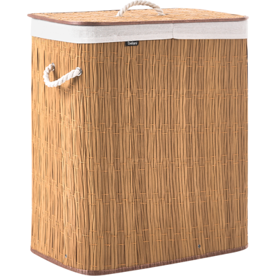 BELIANI Cesto Para La Ropa Sucia Plegable Con Tapa Forro Extraíble De Dos Compartimentos De Tela Hecho A Mano Cuarto De Baño 100l Marrón Arraias BELIANI Cesto Para La Ropa Sucia Plegable Con Tapa Forro Extraíble De Dos Compartimentos De Tela Hecho A Mano Cuarto De Baño 100l Marrón Arraias