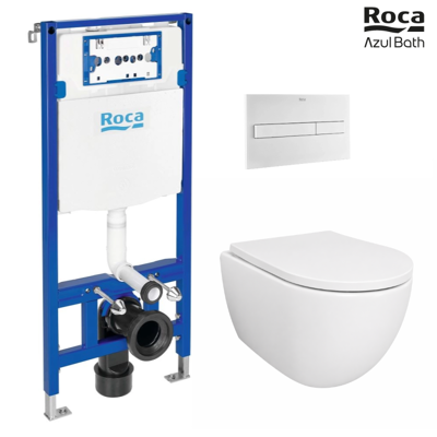 Pack Bastidor Roca Duplo Cisterna Empotrada Y Pulsador Pl7 Blanco Mate + Inodoro Suspendido Swiss 53 Cm Tornado Y Soft-close Pack Bastidor Roca Duplo Cisterna Empotrada Y Pulsador Pl7 Blanco Mate + Inodoro Suspendido Swiss 53 Cm Tornado Y Soft-close