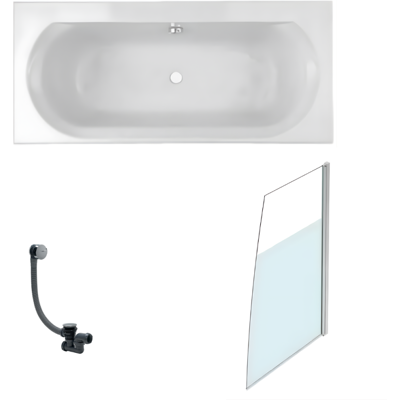 JACOB DELAFON Bañera Recta Acrílica Elise De 180 X 80 Cm + Mampara De Ducha Derecha + Desagüe JACOB DELAFON Bañera Recta Acrílica Elise De 180 X 80 Cm + Mampara De Ducha Derecha + Desagüe