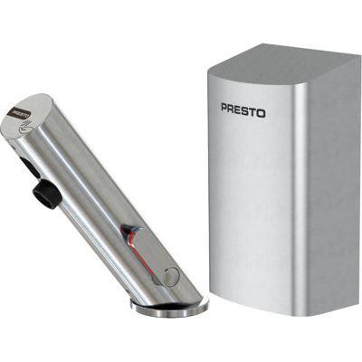 Grifo Mezclador Infrarrojo Con Llave De Paso + Secador De Manos Presto Linea, Acero Inoxidable Cepillado Grifo Mezclador Infrarrojo Con Llave De Paso + Secador De Manos Presto Linea, Acero Inoxidable Cepillado
