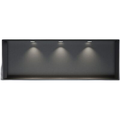 Ducha Mural Empotrada Acero Inoxidable + 3 Focos Led, Repisa Ducha Oculta - 30x90x10cm (alxanxpr) - Gun Metal, 3x Focos Cromo - Bernstein Ducha Mural Empotrada Acero Inoxidable + 3 Focos Led, Repisa Ducha Oculta - 30x90x10cm (alxanxpr) - Gun Metal, 3x Focos Cromo - Bernstein