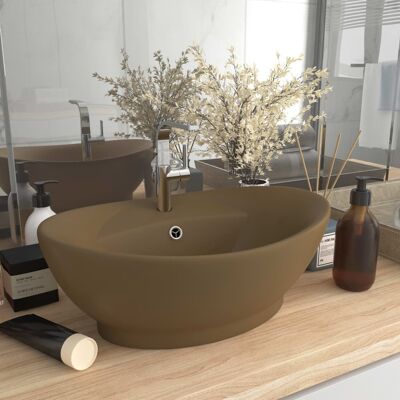 Lavabo ovalado de cerámica vidaXL - 58,5x39 cm Diseño moderno y lujoso Lavabo ovalado de cerámica vidaXL - 58,5x39 cm Diseño moderno y lujoso