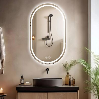 JHY DESIGN Espejo De Baño Ovalado Sin Marco Para Montaje En Pared, 60 X 90 Cm, Con Pantalla Táctil Antivaho. JHY DESIGN Espejo De Baño Ovalado Sin Marco Para Montaje En Pared, 60 X 90 Cm, Con Pantalla Táctil Antivaho.