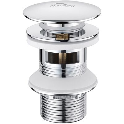Válvula Lavabo Clic-clac En Latón, Tapón De Desagüe Universal G1 1/4" Con Rebosadero, Cromado - Auralum Válvula Lavabo Clic-clac En Latón, Tapón De Desagüe Universal G1 1/4" Con Rebosadero, Cromado - Auralum
