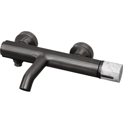 Essebagno - Grifo De Baño Y Ducha Manopola En Gun Metal Y Mármol Essebagno - Grifo De Baño Y Ducha Manopola En Gun Metal Y Mármol