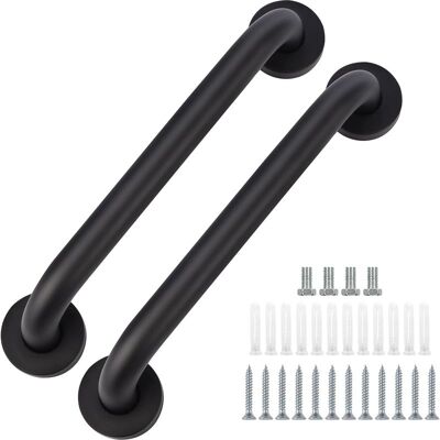 ABYSSE Juego De 2 Barras De Apoyo Para Baño, 60 Cm, Color Negro, Acabado En Aceite, Pasamanos De Seguridad Para Bañera, Inodoro Y Ducha, Montaje En Pared Con Tornillos Ocultos. ABYSSE Juego De 2 Barras De Apoyo Para Baño, 60 Cm, Color Negro, Acabado En Aceite, Pasamanos De Seguridad Para Bañera, Inodoro Y Ducha, Montaje En Pared Con Tornillos Ocultos.