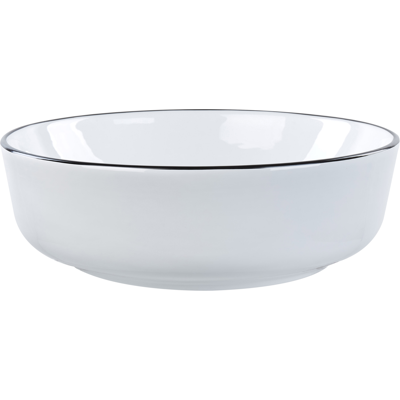 Beliani - Lavabo Sobre Encimera Baño Clásico Cerámica Brillante Blanco Con Borde Negro Redondo 42 X 42 Cm Xert Beliani - Lavabo Sobre Encimera Baño Clásico Cerámica Brillante Blanco Con Borde Negro Redondo 42 X 42 Cm Xert