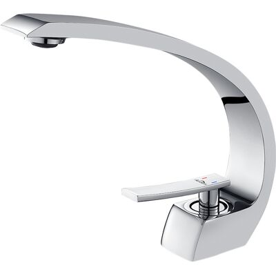 Auralum - Grifo De Lavabo Forma De Grande Arco Cromado Monomando Grifo Para Lavabo Con Burbujeador Extraíble Mezclador Grifería De Baño Para Agua Fría Y Caliente Auralum - Grifo De Lavabo Forma De Grande Arco Cromado Monomando Grifo Para Lavabo Con Burbujeador Extraíble Mezclador Grifería De Baño Para Agua Fría Y Caliente