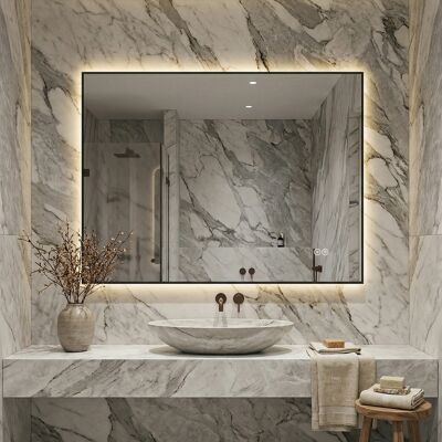 JHY DESIGN Espejo De Baño Led De 60x80 Cm Con Marco De Aluminio, Retroiluminado, Antivaho, 3 Colores De Iluminación, Intensidad Regulable Continuamente, Función De Memoria, Espejo Plateado Sin Cobre De 5 Mm. JHY DESIGN Espejo De Baño Led De 60x80 Cm Con Marco De Aluminio, Retroiluminado, Antivaho, 3 Colores De Iluminación, Intensidad Regulable Continuamente, Función De Memoria, Espejo Plateado Sin Cobre De 5 Mm.