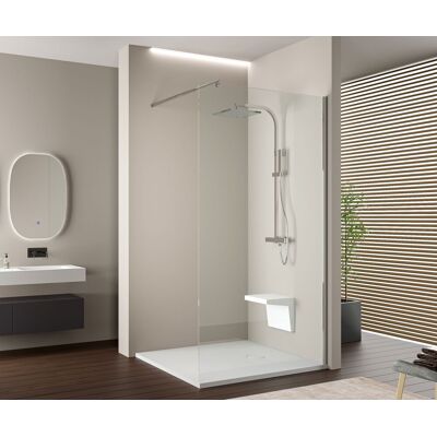 Mampara De Ducha, Mampara De Ducha Para Cuarto De Baño - 200x100cm, Barra Estabilizadora Redonda, Cromo, Con Luz Led Blanca - Bernstein Mampara De Ducha, Mampara De Ducha Para Cuarto De Baño - 200x100cm, Barra Estabilizadora Redonda, Cromo, Con Luz Led Blanca - Bernstein