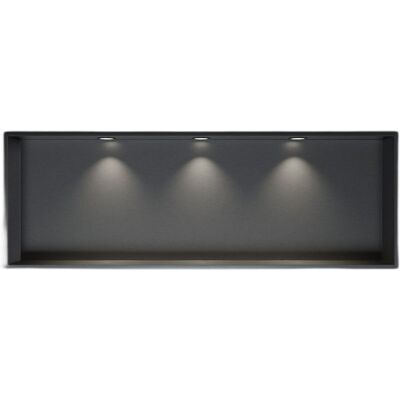 Cabina De Ducha De Acero Inoxidable + 3 Focos Led, Repisa De Ducha Empotrada - 30x90x10cm (alxanxpr) - Gun Metal, 3 Focos Negro Mate - Bernstein Cabina De Ducha De Acero Inoxidable + 3 Focos Led, Repisa De Ducha Empotrada - 30x90x10cm (alxanxpr) - Gun Metal, 3 Focos Negro Mate - Bernstein