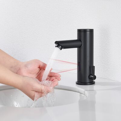 Auralum Grifo Lavabo Con Sensor Automático Negro, Grifo De Lavabo Con Sensor De Infrarrojo Sin Contacto, Funcionamiento Con Batería, Mezclador Monomando Para Lavabo Baño Auralum Grifo Lavabo Con Sensor Automático Negro, Grifo De Lavabo Con Sensor De Infrarrojo Sin Contacto, Funcionamiento Con Batería, Mezclador Monomando Para Lavabo Baño
