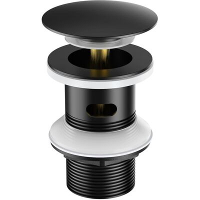 Grifo Negro Con Desagüe Automático Y Rebosadero, Universal, Para Lavabo, Bañera O Baño - Auralum Grifo Negro Con Desagüe Automático Y Rebosadero, Universal, Para Lavabo, Bañera O Baño - Auralum