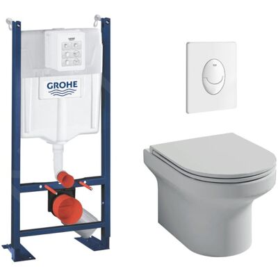 Pack Inodoro Suspendido Jacob Delafon Sin Brida Elite + Estructura Soporte Inodoro Grohe Rapid Sl + Placa De Mando Grohe Blanca Pack Inodoro Suspendido Jacob Delafon Sin Brida Elite + Estructura Soporte Inodoro Grohe Rapid Sl + Placa De Mando Grohe Blanca