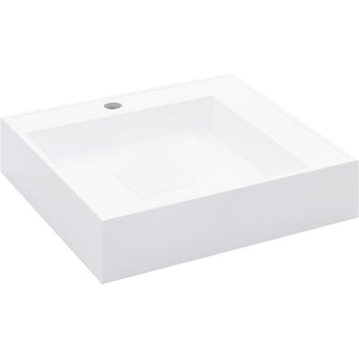 Lavabo de mineral de vidaXL 50x50x12,3cm en color blanco para baño Lavabo de mineral de vidaXL 50x50x12,3cm en color blanco para baño