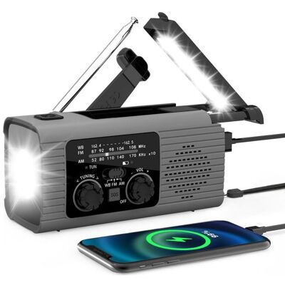 ABYSSE Radio De Emergencia Con Manivela Y Batería Externa De 4000 Mah (cargador De Teléfono), Recargable Mediante Usb Y Energía Solar. Radio Meteorológica Portátil Con Alarma Sos Y Linterna Led Para Emergenc ABYSSE Radio De Emergencia Con Manivela Y Batería Externa De 4000 Mah (cargador De Teléfono), Recargable Mediante Usb Y Energía Solar. Radio Meteorológica Portátil Con Alarma Sos Y Linterna Led Para Emergenc