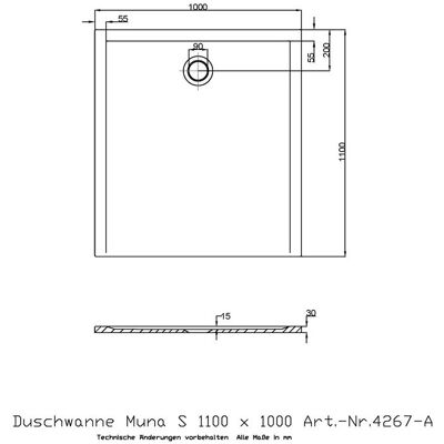 Bandeja de ducha rectangular Hoesch Muna S - 1100x1000x30 - Antideslizante Bandeja de ducha rectangular Hoesch Muna S - 1100x1000x30 - Antideslizante