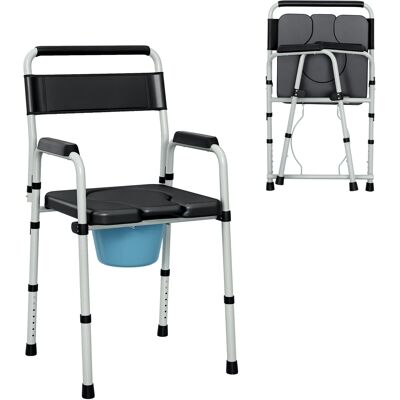 JHY DESIGN Silla De Inodoro Plegable Con Altura Regulable, Cubo Y Almohadillas Antideslizantes, Capacidad De Carga De 150 Kg, Color Negro. JHY DESIGN Silla De Inodoro Plegable Con Altura Regulable, Cubo Y Almohadillas Antideslizantes, Capacidad De Carga De 150 Kg, Color Negro.