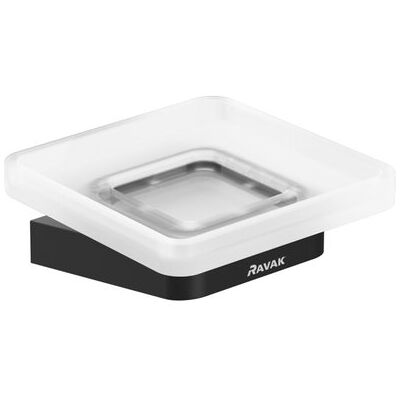 Ravak 10° - Dispensador De Jabón Con Soporte, Negro/vidrio X07p556 Ravak 10° - Dispensador De Jabón Con Soporte, Negro/vidrio X07p556