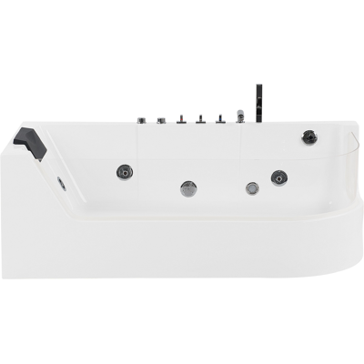BELIANI Bañera De Hidromasaje De Acrílico Sanitario Blanco Frontal Transparente Con Led 170 X 85 Cm Con Reposacabezas Estilo Moderno Acuario BELIANI Bañera De Hidromasaje De Acrílico Sanitario Blanco Frontal Transparente Con Led 170 X 85 Cm Con Reposacabezas Estilo Moderno Acuario