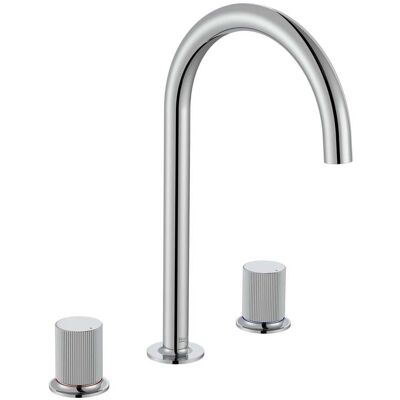Roca - A5a3e3fc00 Nu Grifo Bimando Lavabo Con Manetas De Repisa Maneta Stripes Cromo - Ref: A5a3e3fc00 Roca - A5a3e3fc00 Nu Grifo Bimando Lavabo Con Manetas De Repisa Maneta Stripes Cromo - Ref: A5a3e3fc00