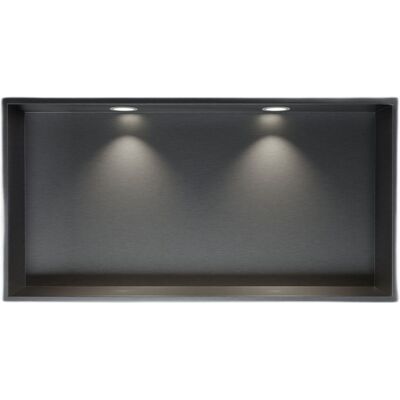Ducha Mural Empotrada Acero Inoxidable + 2 Focos Led, Repisa Ducha Oculta - 30x60x10cm (alxanxpr) - Gun Metal, 2x Focos Blanco Mate - Bernstein Ducha Mural Empotrada Acero Inoxidable + 2 Focos Led, Repisa Ducha Oculta - 30x60x10cm (alxanxpr) - Gun Metal, 2x Focos Blanco Mate - Bernstein