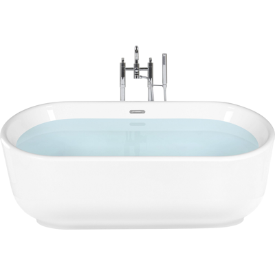 BELIANI Bañera Independiente Acrílico Sanitario Blanco Brillante Ovalado Diseño Minimalista Moderno Pinel BELIANI Bañera Independiente Acrílico Sanitario Blanco Brillante Ovalado Diseño Minimalista Moderno Pinel