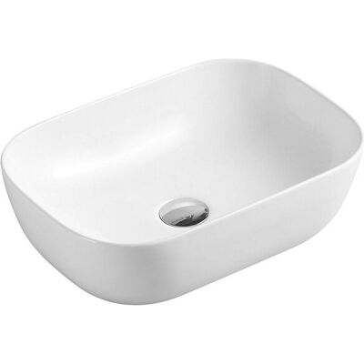 Aquore - Lavabo EVEA 46 en porcelana blanca rectangular ovalado - Accesorio de baño Aquore - Lavabo EVEA 46 en porcelana blanca rectangular ovalado - Accesorio de baño