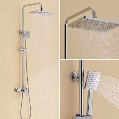 AURALUM - Colonna Doccia con Miscelatore Cromo - Cabezal 190x292mm - 900-1240mm - Shower Column AURALUM - Colonna Doccia con Miscelatore Cromo - Cabezal 190x292mm - 900-1240mm - Shower Column