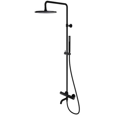 Omnires Y - Conjunto De Ducha Con Termostato Para Bañera, Diámetro 25 Cm, Negro Y1234bl Omnires Y - Conjunto De Ducha Con Termostato Para Bañera, Diámetro 25 Cm, Negro Y1234bl