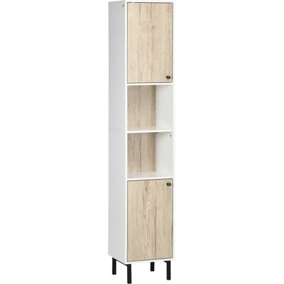 JHY DESIGN Columna De Baño De 6 Compartimentos Para Ducha, Inodoro Y Dormitorio, Estilo Moderno, 31,5 X 30 X 169 Cm, Blanco Y Roble. JHY DESIGN Columna De Baño De 6 Compartimentos Para Ducha, Inodoro Y Dormitorio, Estilo Moderno, 31,5 X 30 X 169 Cm, Blanco Y Roble.