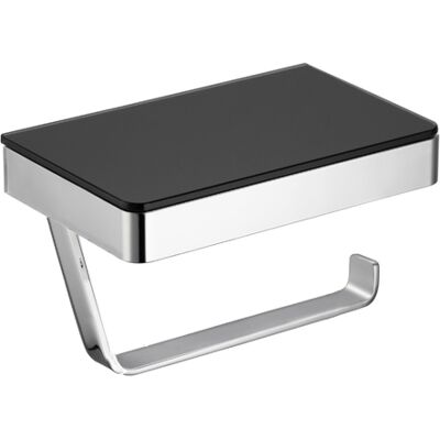 Portarrollos De Papel Higiénico De Acero Inoxidable Con Estante De Cristal - 17,5x11cm - G501 - Acabado Cromado Negro - Bernstein Portarrollos De Papel Higiénico De Acero Inoxidable Con Estante De Cristal - 17,5x11cm - G501 - Acabado Cromado Negro - Bernstein