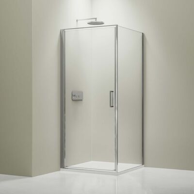 Bernstein - Mampara De Ducha Angular De Cristal Auténtico Nano 8mm Nt416 - Perfil Cromado, 90x80x195cm Cromo, 90cm, 80cm Bernstein - Mampara De Ducha Angular De Cristal Auténtico Nano 8mm Nt416 - Perfil Cromado, 90x80x195cm Cromo, 90cm, 80cm