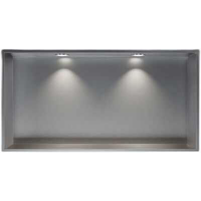 Hornacina De Ducha Acero Inoxidable + 2 Focos Led, Repisa De Ducha Empotrada - 20x60x10cm (alxanxpr) - Acero Cepillado, 2x Focos Cromado - Bernstein Hornacina De Ducha Acero Inoxidable + 2 Focos Led, Repisa De Ducha Empotrada - 20x60x10cm (alxanxpr) - Acero Cepillado, 2x Focos Cromado - Bernstein