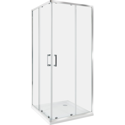 BELIANI Cabina De Ducha Vidrio Templado Puerta Doble Corredera Plateado 80 X 80 X 185 Cm Tela BELIANI Cabina De Ducha Vidrio Templado Puerta Doble Corredera Plateado 80 X 80 X 185 Cm Tela