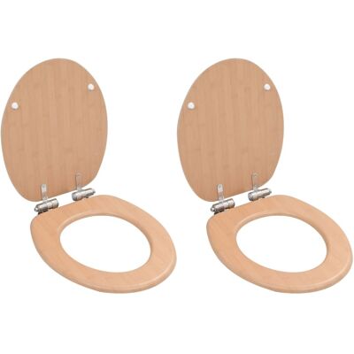 vidaXL Asiento de inodoro 2 pcs. con tapa de cierre suave MDF bambú Marrón - Asiento de váter vidaXL Asiento de inodoro 2 pcs. con tapa de cierre suave MDF bambú Marrón - Asiento de váter