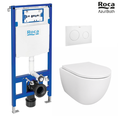 Pack Bastidor Roca Duplo Cisterna Empotrada Y Pulsador Pl10 Blanco Mate + Inodoro Suspendido Swiss 53 Cm Tornado Y Soft-close Pack Bastidor Roca Duplo Cisterna Empotrada Y Pulsador Pl10 Blanco Mate + Inodoro Suspendido Swiss 53 Cm Tornado Y Soft-close