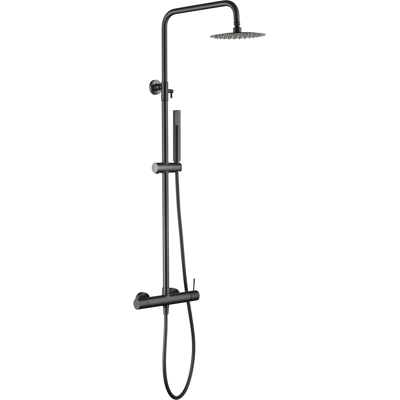 Imex - Conjunto De Ducha Genova Monomando Con Agua Fría Y Caliente Rociador Redondo Ducha De Lluvia Serie Genova Color Black Gun Metal Imex - Conjunto De Ducha Genova Monomando Con Agua Fría Y Caliente Rociador Redondo Ducha De Lluvia Serie Genova Color Black Gun Metal
