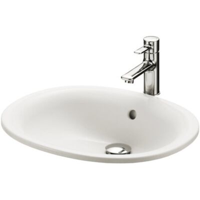 Lavabo encastrado redondo TOTO, sin orificio para grifo, con desbordamiento Lavabo encastrado redondo TOTO, sin orificio para grifo, con desbordamiento
