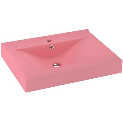 vidaXL Lavabo de Lujo con Orificio para Grifo Rosa Mate - Lavabo vidaXL Lavabo de Lujo con Orificio para Grifo Rosa Mate - Lavabo