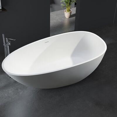 Bernstein - Bañera De Isla De Fundición Mineral Vela Stone - Blanco Mate, 180 X 90cm - Con Grifo Mezclador 8028, Con Sifón Bernstein - Bañera De Isla De Fundición Mineral Vela Stone - Blanco Mate, 180 X 90cm - Con Grifo Mezclador 8028, Con Sifón