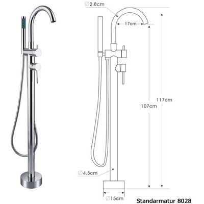 Bañera Exenta Belaqua - Acrílico Sanitario - Blanco Brillante - 170 X 80 X 58 Cm - Con Grifo Mezclador 8028, Sin Sifón - Bernstein Bañera Exenta Belaqua - Acrílico Sanitario - Blanco Brillante - 170 X 80 X 58 Cm - Con Grifo Mezclador 8028, Sin Sifón - Bernstein